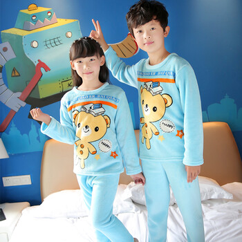 9可爱12小孩子女男童装10加厚11长袖7法兰绒睡衣 书本熊【男女同款】