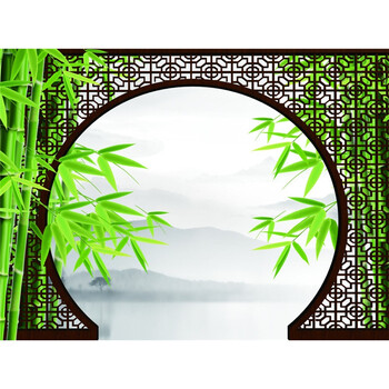 idg 主播背景布3d优雅山水画墙纸直播影楼玄关古典复古生活日用 白色