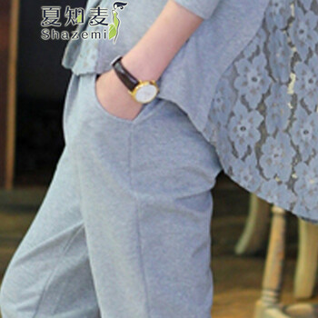 夏知麦2015秋装新款 时尚显瘦休闲运动套装      BH-9072 灰色 L