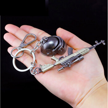 绝地求生大逃杀小号98k三级头平底锅钥匙扣饰品挂件 小号sks 头盔