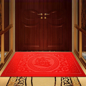入户蹭土家用吸水厨房卧室浴室脚垫大门口红地毯ld 大红-经典出入平安