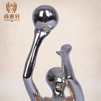 
                                        钜跃 现代简约创意抽象篮球运动员人物雕塑摆件家居软装饰品摆设艺术品生日礼物毕业礼物 铜色一套                