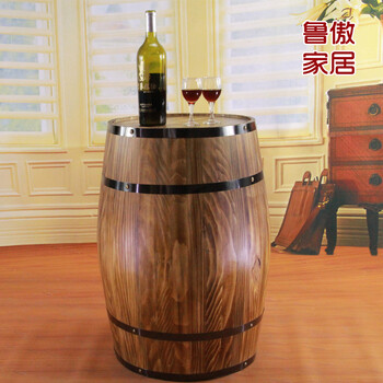 橡木酒桶 50L 立式橡木桶 木制啤酒桶木制葡萄酒装饰桶 木质道具酒桶 （不含酒酒桶） 立式黑箍轻烧色