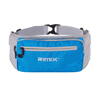 RIMIX 户外跑步运动手机腰包挂包大口袋多夹层防水男女调节腰包旅行腰包钞票腰包 蓝色