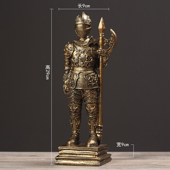 复古摆件模型橱窗道具创意家居酒柜隔断玄关装饰品 罗马士兵金色b战斧