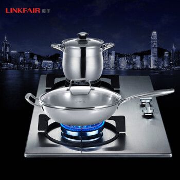 凌丰（LINKFAIR）无烟炒锅不粘锅 无涂层不锈钢炒菜锅 电磁炉通用32cm