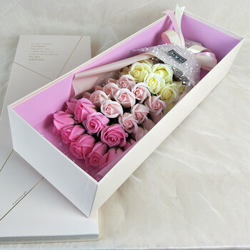 情人节礼物送男女生朋友闺蜜diy创意香皂花玫瑰花束生日礼盒 33朵渐变