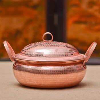 纯铜炖锅家用补铜烹饪锅带盖紫铜煲汤锅大小号双耳手工铜砂锅 24口径