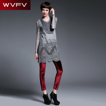 WVFV 2015秋装新款欧美修身显瘦金丝绒红色打底裤百搭小脚裤 K6059 红色 6 L