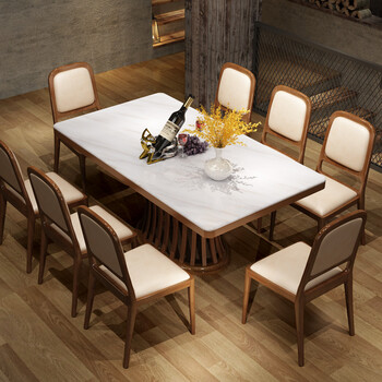 实木餐桌 北欧餐桌饭桌家用餐桌椅组合现代简约长方形大理石餐桌 1.