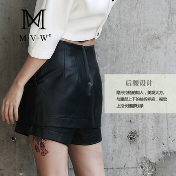 MVW秋冬原创欧美时尚皮短裙皮短裙裤半身裙性感显瘦帅气包臀包裙黑色中性女装PU裙 黑色 L