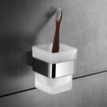 贝凯卫生间牙刷漱口杯牙膏杯架浴室壁挂玻璃洗漱套装不锈钢置物架