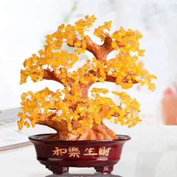 
                                        喜亦雅（XYY） 宇皇梦艺发财树摆件乔迁开业礼品 家居装饰品酒柜创意吉祥工艺礼品 黄水晶大(和乐生财)                