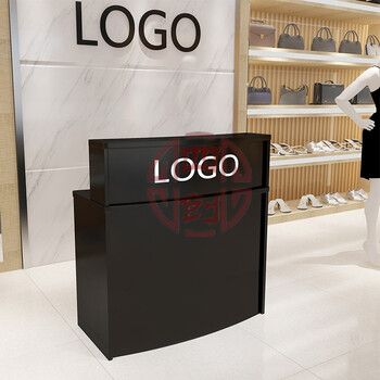 四创小型复古半圆形收银台弧形女服装店吧台理发店酒吧迎宾台接待前台