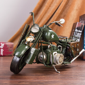 复古 美国老式哈雷摩托车 手工铁艺车模 橱窗创意道具摆件装饰品