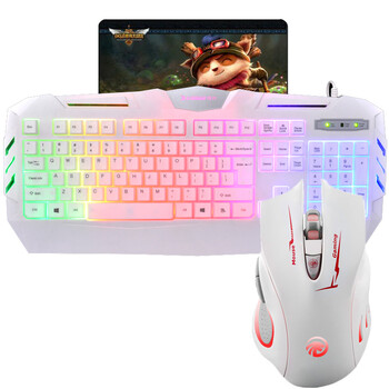 炫光 7彩鼠标有线键盘套装 彩虹键盘 LOL CF游