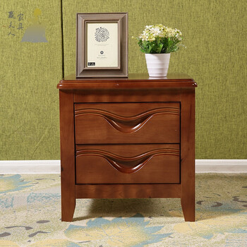 榉木胡桃色橡木欧式整装床头柜 简约现代实木储物床边柜 胡桃色 整装