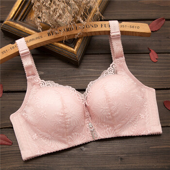 qvd无钢圈加厚款文胸小胸平胸超厚特厚6cm性感超聚拢少女内 粉色 38