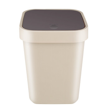 百家好世 家用带盖手按式垃圾桶塑料客厅厕所卧室厨房卫生桶 10L咖啡色(带盖)1个装
