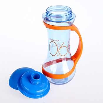 乐扣乐扣硅胶手柄户外防漏哑铃塑料水杯 蓝色560ml