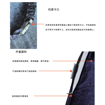Sleep Science美国斯利普小美人专利人体工学记忆棉护脊腰靠 办公室靠垫汽车腰靠 宝蓝 45X33X10厘米