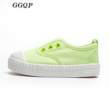 ggqp帆布鞋男童女童鞋子宝宝小白布鞋一脚蹬潮春休闲鞋 绿色 20码/13.
