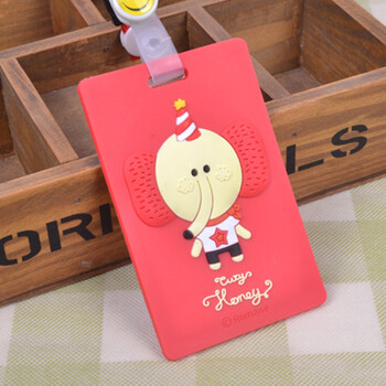 创意便携公交卡套挂绳交通卡学生校牌幼儿园接送卡工牌 红色 红底小象