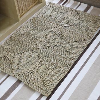 兰诗 草编地毯 地垫 门口垫 防滑垫 脚垫 坐垫 蒲草+玉米皮120*180cm