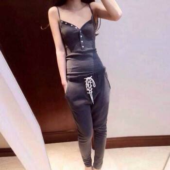 夏那儿 2016夜店性感女装秋冬时髦烟灰色街头扩版连帽设计感运动休闲卫衣套装三件套#376 加厚版灰色 S