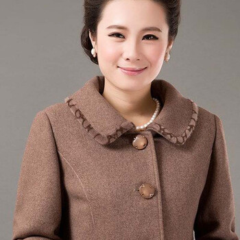 2015秋冬装新款中老年女装大码中年女士妈妈装奶奶装时尚长袖短款毛呢外套 女 红色 XXL