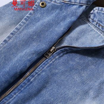 曼可娜 2015新款潮范 欧美街款牛仔马甲8993# 图片色 L