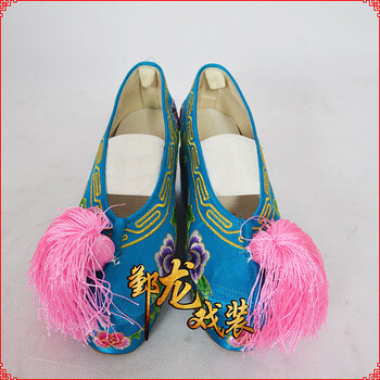 蒂卡黛戏曲戏剧古装花旦小旦青衣彩鞋京剧正宗北京断底彩鞋内增高