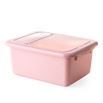 塑料储米盒厨房米面收纳箱10kg潮储米箱放米缸装米的米桶面粉桶 粉色