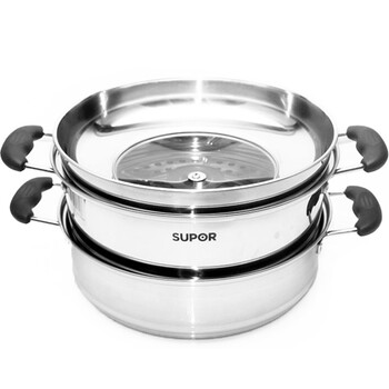 苏泊尔(SUPOR)28cm易存储不锈钢双层复底蒸锅蒸笼SZ28B2(明火电磁炉通用)