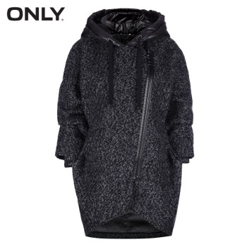 ONLY秋装新品含羊毛格纹连帽宽松中长毛呢大衣女T|11536T010 104浅花灰  165/84A/M