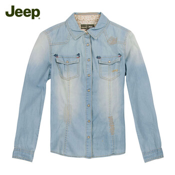 
                                        吉普（JEEP）女装纯棉长袖衬衫 秋冬长袖纯棉牛仔衬衫衬衣WS12WH020 云蓝K3 38(M)165/84A                