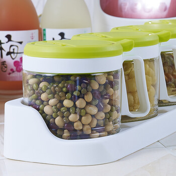 
                                        茶花调味罐调味盒玻璃调味瓶厨房用品4个                
