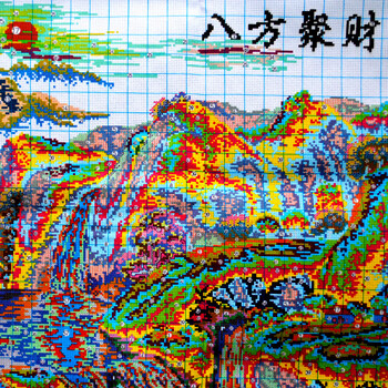 
                                        欧伦皇室 聚宝盆十字绣八方聚财2米流水生财新款客厅山水画风景大幅财源滚滚体刺绣 YF284八方聚财(聚宝版)(尺寸208*98)                