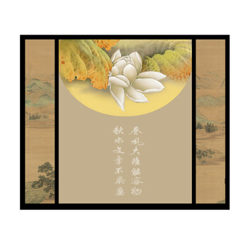 定制胡桃木屏风 现代中式玄关客厅办公室摄影隔断 半透明纱质屏风 宽240CMX高220CM