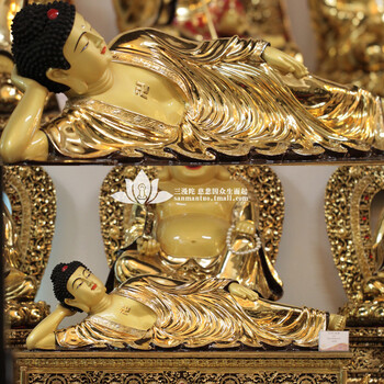 三漫陀鎏金纯铜吉祥卧卧佛像释迦摩尼佛佛像世尊释迦摩尼涅盘像如来