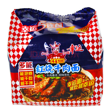 幸运方便面 味香108 红烧牛肉面 75g*5包