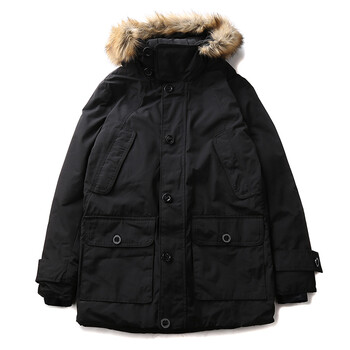 连帽中长款棉衣外套毛领加厚加绒保暖大棉袄休闲宽松棉大衣外套 黑色