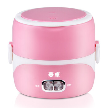 麦卓MAKEJOY  MJ-2013多功能电热饭盒双层 插电保温饭盒 不锈钢内胆 MJ-2011B粉色