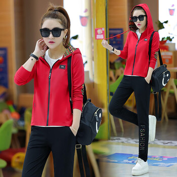 运动套装女春秋2018新款韩版时尚显瘦棒球服女装宽松休闲三件套潮