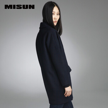 
                                        MISUN/米尚秋冬新款欧洲站小茧型翻驳西服领加厚呢子大衣女 灰色 S                