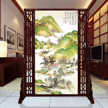 
                                        私人定制中式座屏 书房酒店隔断 办公室客厅双面屏风 022春风美景 160cm宽*180高 左镂空                