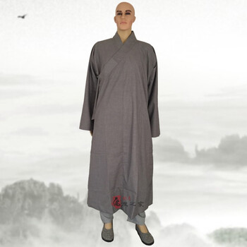 尘僧服长褂袈裟海青僧衣海清居士服男女佛教短褂和尚衣服夏佛衣 灰色