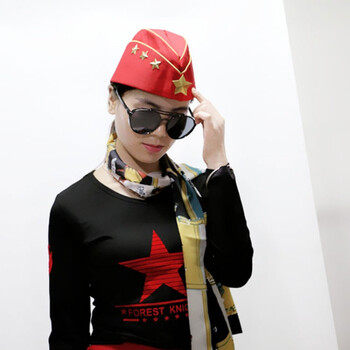 潮思汇meilirensheng水兵舞帽子俄罗斯船型帽水兵舞演出船帽军迷广场