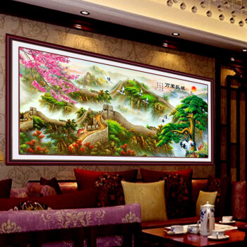
                                        好绒绒（HAORONGRONG） 十字绣新款客厅山水流水生财聚宝盆贴钻钻石绣满钻钻石画 3股满绣200*80CM棉线印花                