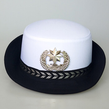 女式交通帽子白色卷边帽女士保安帽子女警帽海军帽水手帽飞行员帽